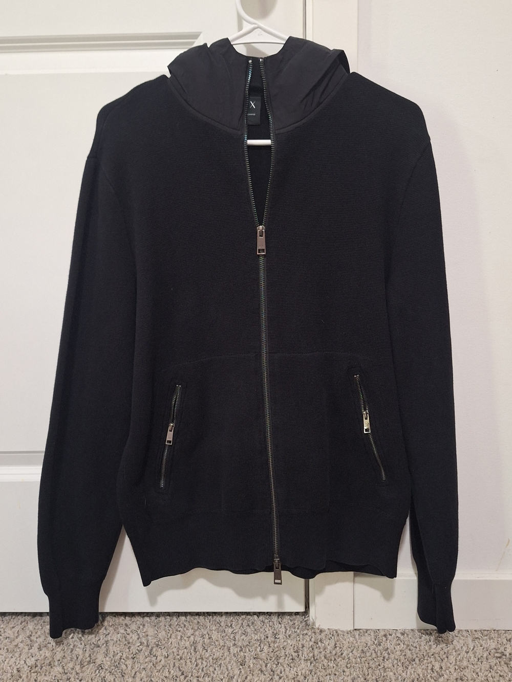 Women's Black Full-Zip Hooded Sweater